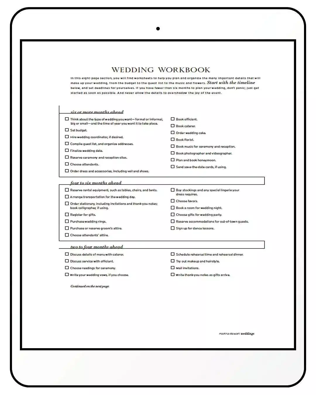 wedding planning printables workbook martha stewart